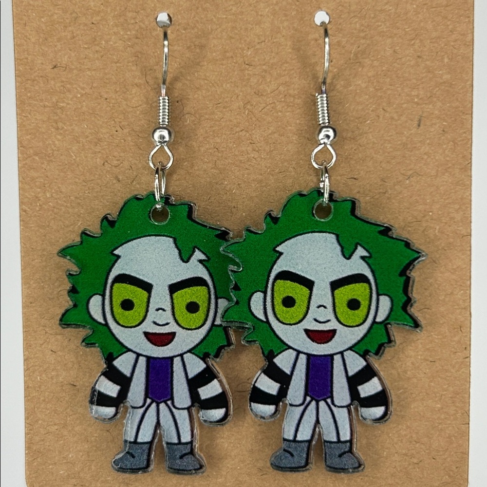 Beetlejuice Character 2D Acrylic Earrings Fashion Jewelry - Picture 4 of 4